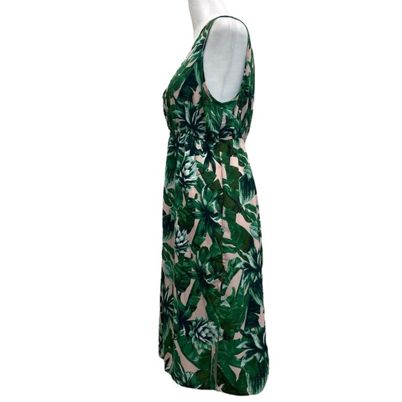 Guess Green & Pink Tropical Leaf Print Three Button Duster Cardigan - Picture 3 of 13